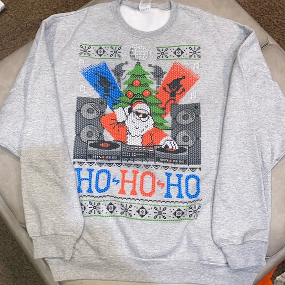 Ho Ho Ho - dj santa Ugly Christmas sweater sweatshirt 2xl jerzees nublend - Picture 1 of 4